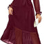 Women's Fall Long Sleeve Spring Dress Wrap V Neck Swiss Dot Casual A-Line Midi Dresses with Belt (large)