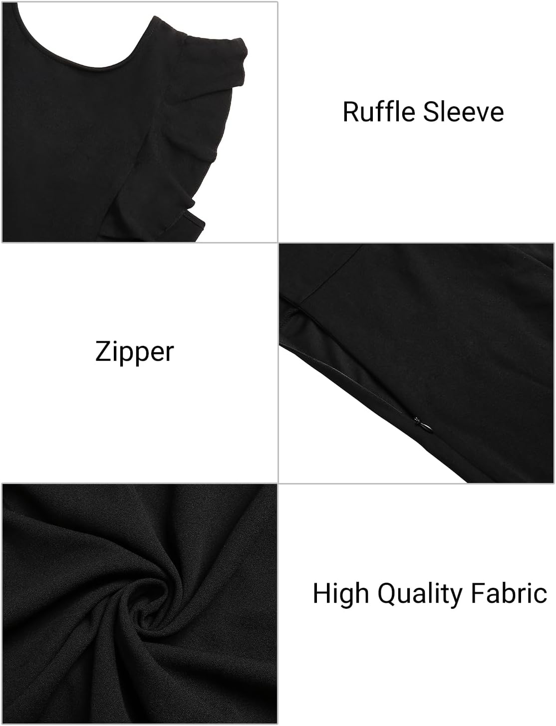 Holipick Women's Ruffle Sleeve Wedding Guest Dresses Cocktail Formal Bodycon Mermaid Evening Party Midi Dresses (size l)