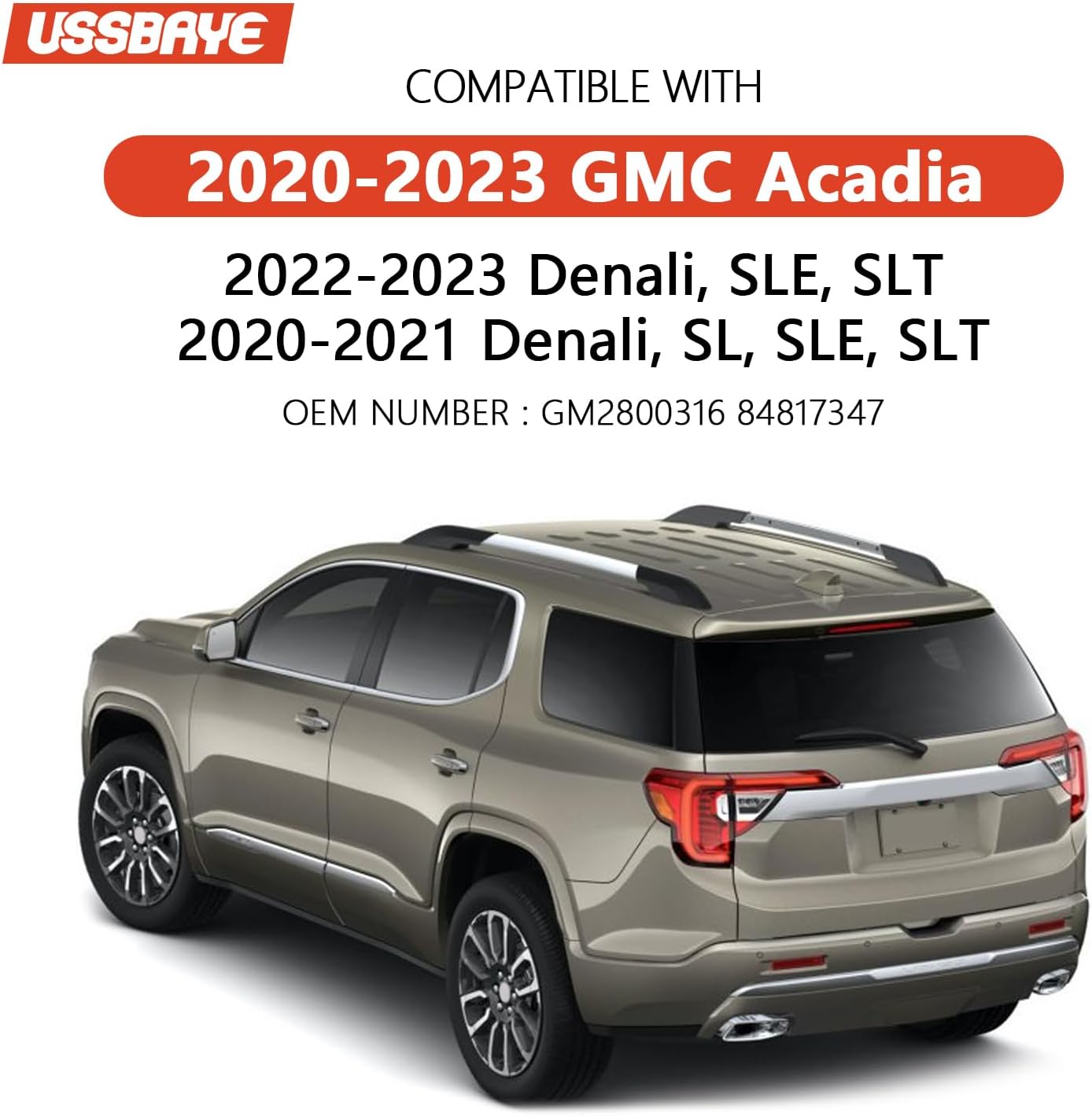 LED Tail Lights Compatible with 2020 2021 2022 2023 GMC Acadia SL/SLE/SLT/Denali Taillights Rear Outer Tail Light Assembly GM2800316 84817347 (Left Driver Side)