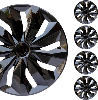 Hubcap Wheel Cover Replacement R17 Hub Caps Universal-Fit Steel Wheel Rim Cover ABS Material Exterior Accessories for Most Car Truck SUV -Set of 4（17-inch，Black）