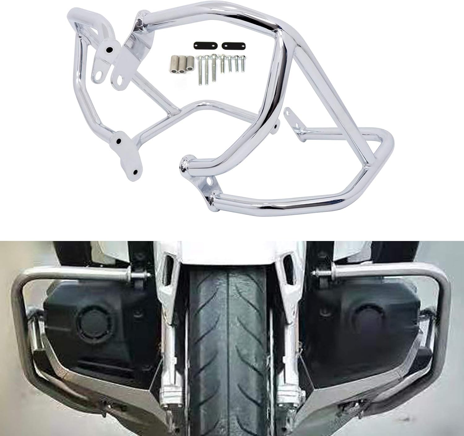 Engine Guard Crash Bars Compatible with Honda Gold Wing 1800 GL1800 F6C Goldwing 1800 2018 2019 2020 2021 2022 Highway Bars Protector (Chrome)