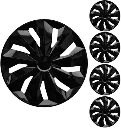 16" Black Wheel Rim Cover Hubcaps Replacement R16 Hub Caps Snap On Universal Wheel Rim Cover ABS Exterior Accessories for Car Trunk SUV Set of 4