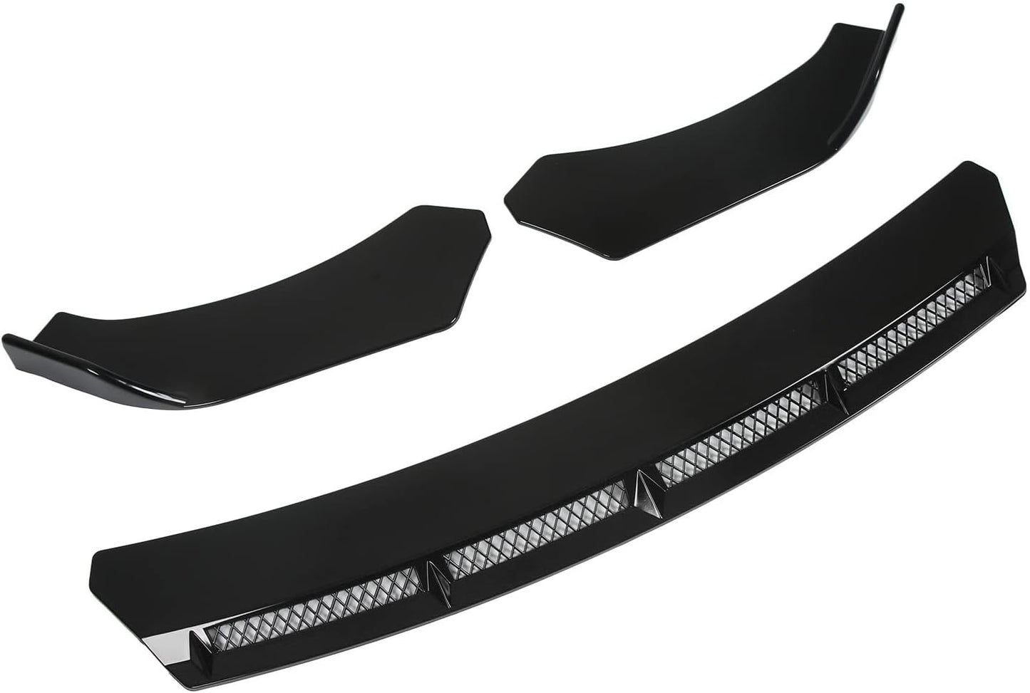 Front Splitter, Front Bumper Lip Nonfading 3pcs for Car Modification(Black) (one fender has scratches)