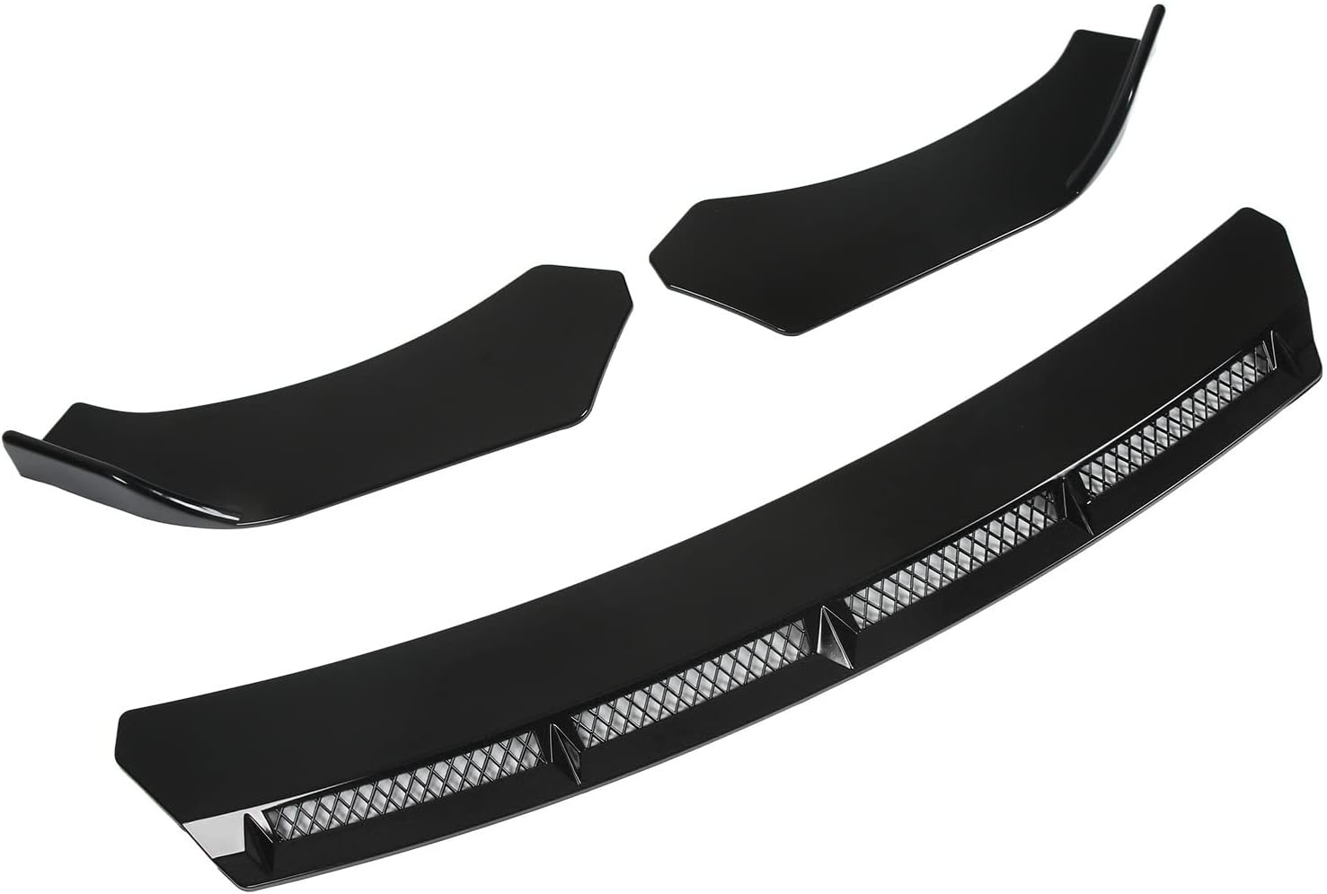 Front Splitter, Front Bumper Lip Nonfading 3pcs for Car Modification(Black) (one fender has scratches)