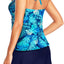 Womens Two Piece Tankini Swimsuits - Tummy Control Tankini Top with Skirt Bottom Halter V Neck Bathing Suits (size l)