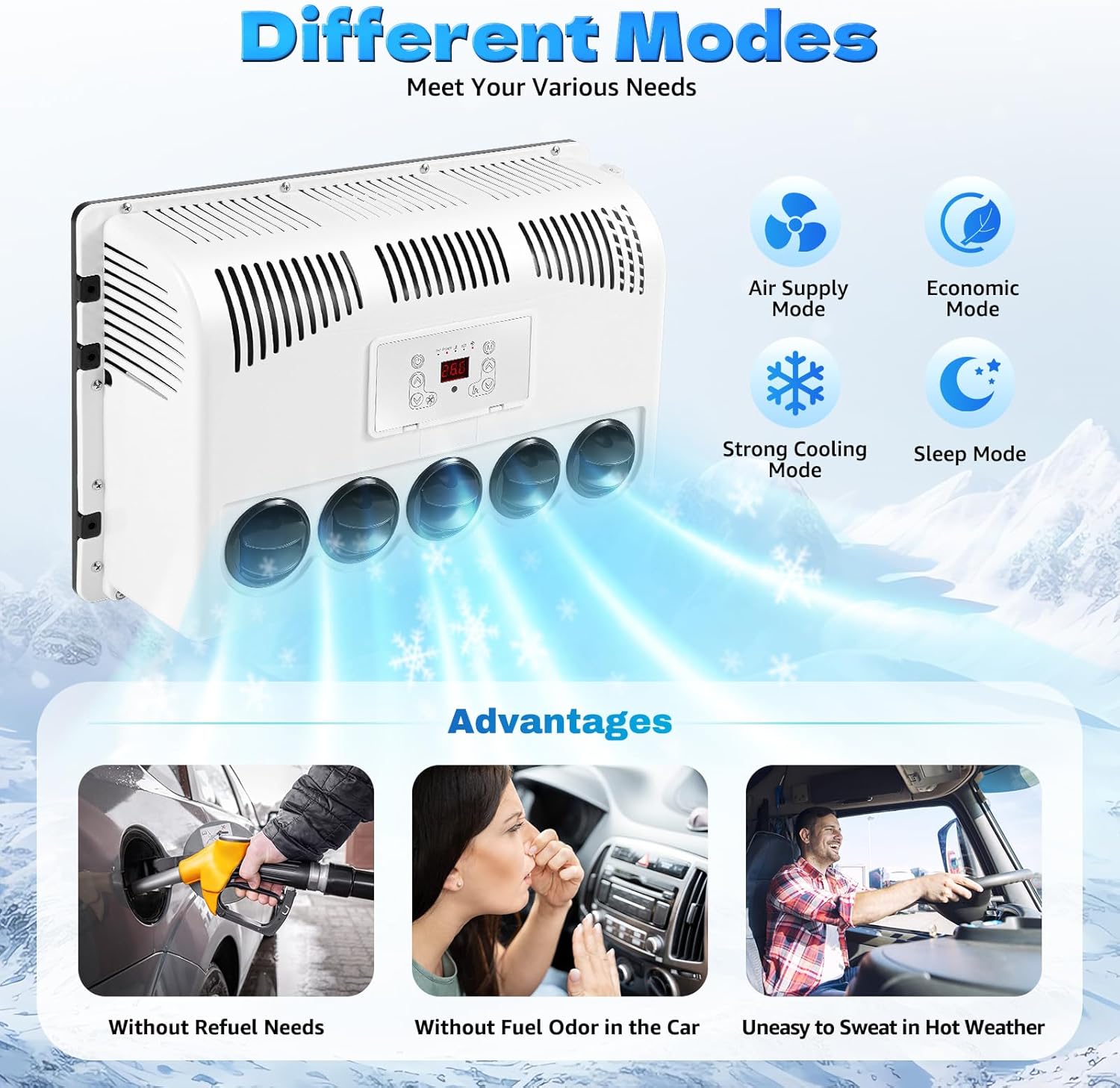 12v 11000 Btu Truck Cab Air Conditioner Split Ac Air Conditioner with Digital Display Screen, Remote Control, 5-Gear Wind Speed 12v Air Conditioning for Trucks, Car, Bus, RV Caravan (only inside unit included)
