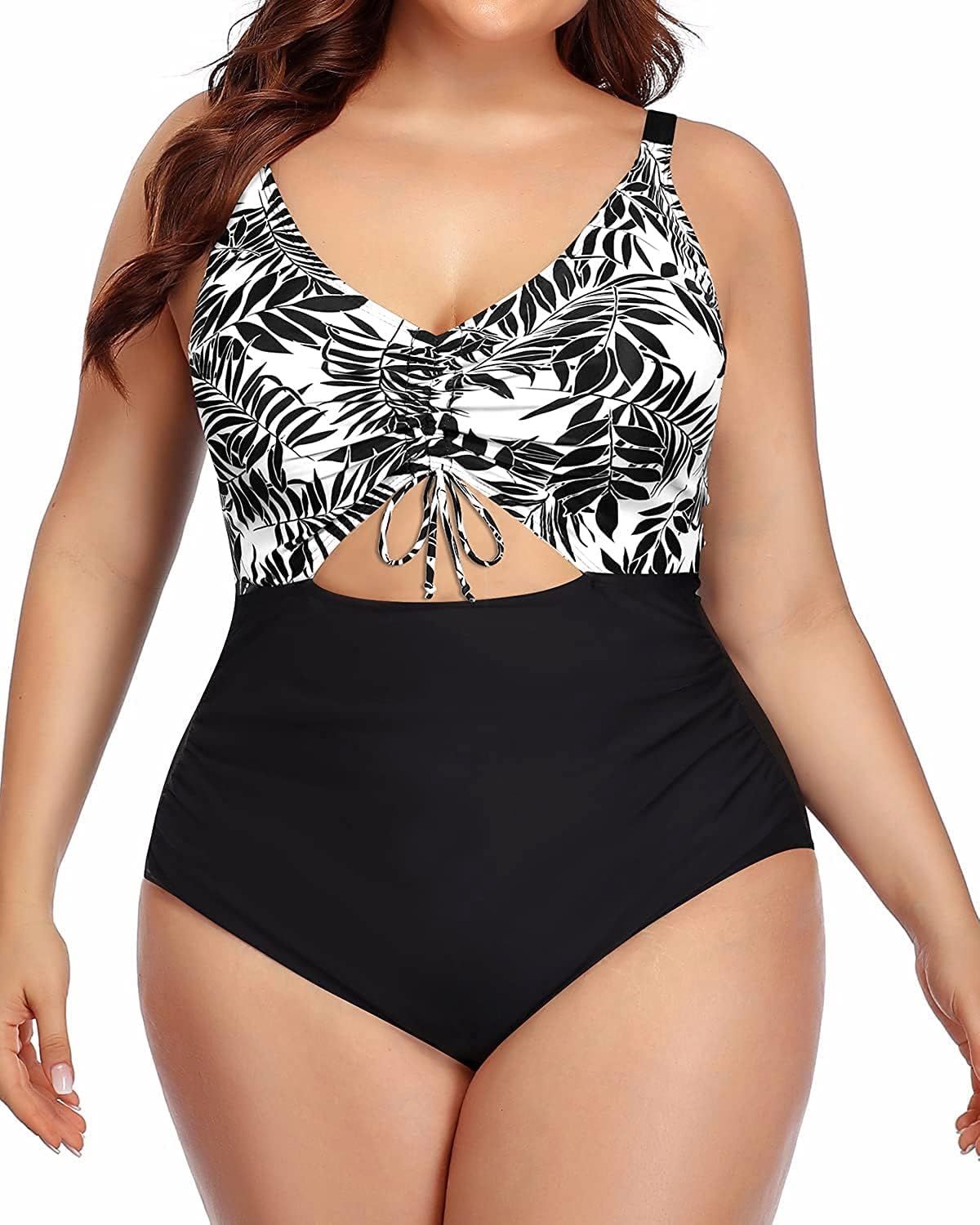 Daci Women Plus Size Cutout One Piece Swimsuits Tummy Control Bathing Suits V Neck Monokini Swimwear (size 18w)