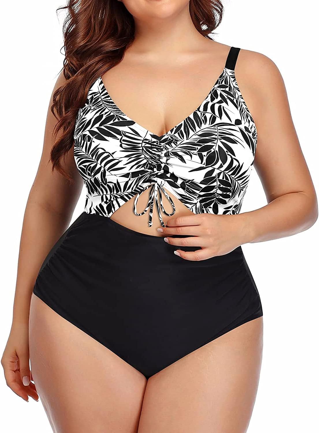 Daci Women Plus Size Cutout One Piece Swimsuits Tummy Control Bathing Suits V Neck Monokini Swimwear (size 18w)