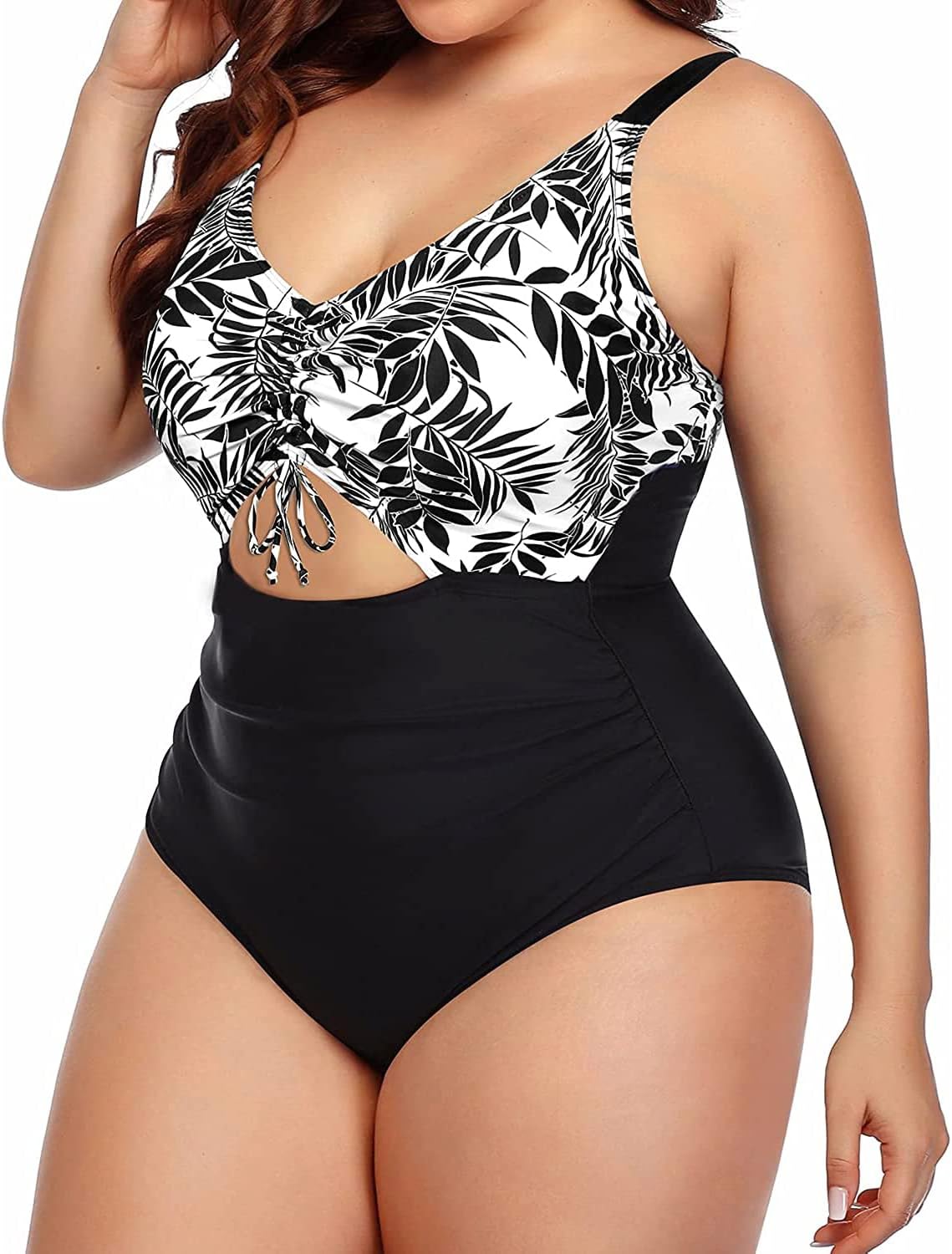 Daci Women Plus Size Cutout One Piece Swimsuits Tummy Control Bathing Suits V Neck Monokini Swimwear (size 18w)