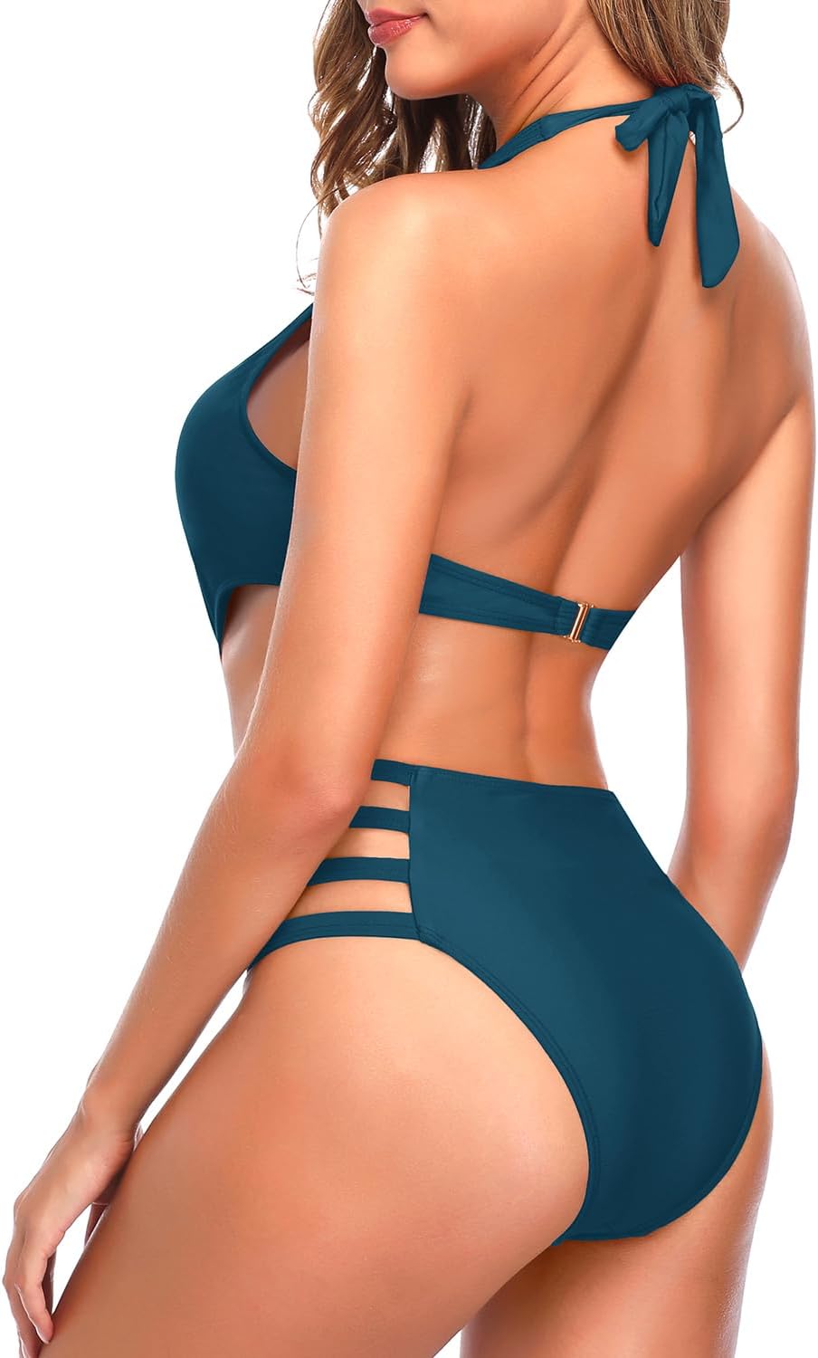 Tempt Me Women One Piece Sexy Mesh Swimsuit High Neck Halter Cutout Monokini Swimwear (size xl)