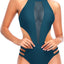 Tempt Me Women One Piece Sexy Mesh Swimsuit High Neck Halter Cutout Monokini Swimwear (size xl)