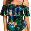 Tempt Me Off Shoulder One Piece Swimsuit for Women Ruffled Sleeves Retro Bathing Suits (l)