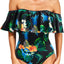 Tempt Me Off Shoulder One Piece Swimsuit for Women Ruffled Sleeves Retro Bathing Suits (l)