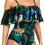 Tempt Me Off Shoulder One Piece Swimsuit for Women Ruffled Sleeves Retro Bathing Suits (l)