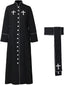 Catholic Church Clergy Priest Costume Women's Pastor Robe Roman Cassock with Stand Collar and Belt (size m)
