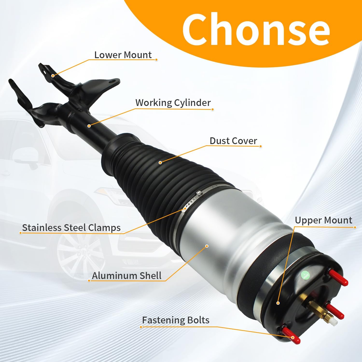 Front Left Air Suspension Strut Shock Absorber Compatible with Jeep Grand Cherokee 2016-2021, Grand Cherokee WK 2022, Driver Side, Not Fit Sport Suspension 68253205AD (Front Left)
