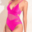 Holipick Women Sexy One Piece Swimsuits Mesh High Waisted Bathing Suits Plunge V Neck Monokini Cutout Swimwear (large)