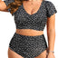 Plus Size Two Piece Swimsuits - High Waisted Bikini with Sleeves for Women Bathing Suit Swimwear Black and White Dot 22 Plus (22w)