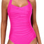Tempt Me Women Tummy Control One Piece Swimsuits Push Up Slimming Bathing Suits Halter Vintage Swimwear (22w)