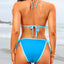 Tempt Me Women Triangle Bikini Sets String Two Piece Halter Swimsuits with Tie Side Bottom (l)