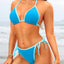 Tempt Me Women Triangle Bikini Sets String Two Piece Halter Swimsuits with Tie Side Bottom (l)