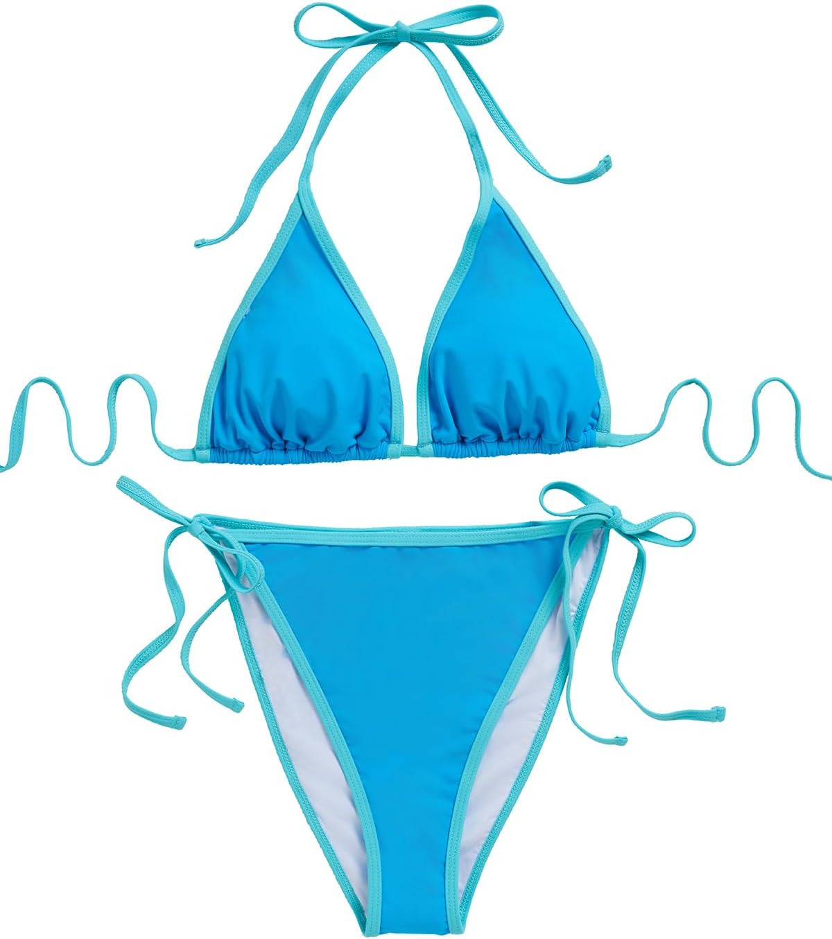 Tempt Me Women Triangle Bikini Sets String Two Piece Halter Swimsuits with Tie Side Bottom (l)