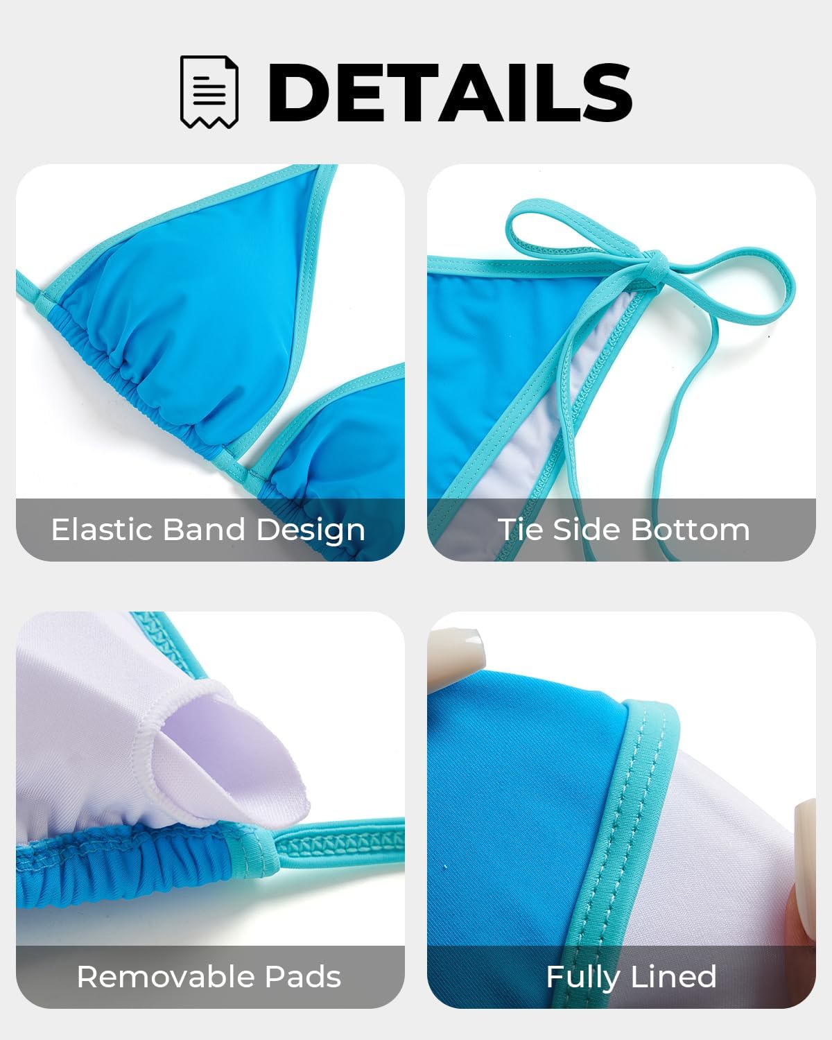 Tempt Me Women Triangle Bikini Sets String Two Piece Halter Swimsuits with Tie Side Bottom (l)