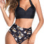 Tempt Me Women Two Piece Vintage Swimsuit Retro Halter Ruched High Waist Bikini with Bottom (s)