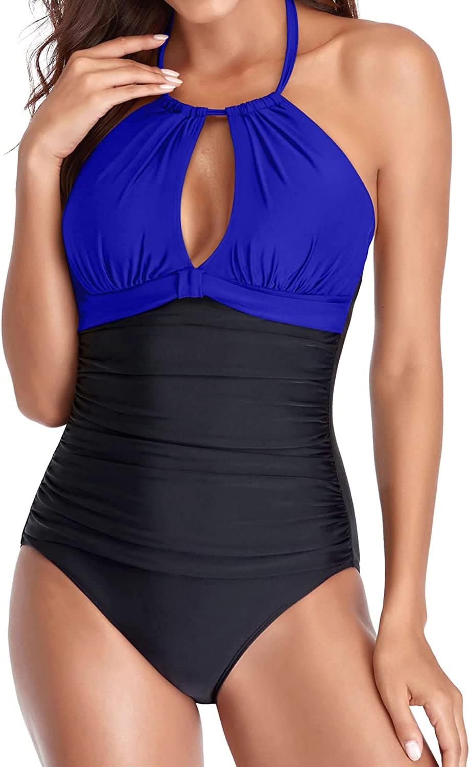 Tempt Me Women One Piece Swimsuits Tummy Control Halter Bathing Suits Sexy Ruched Slimming Swimwear (s)