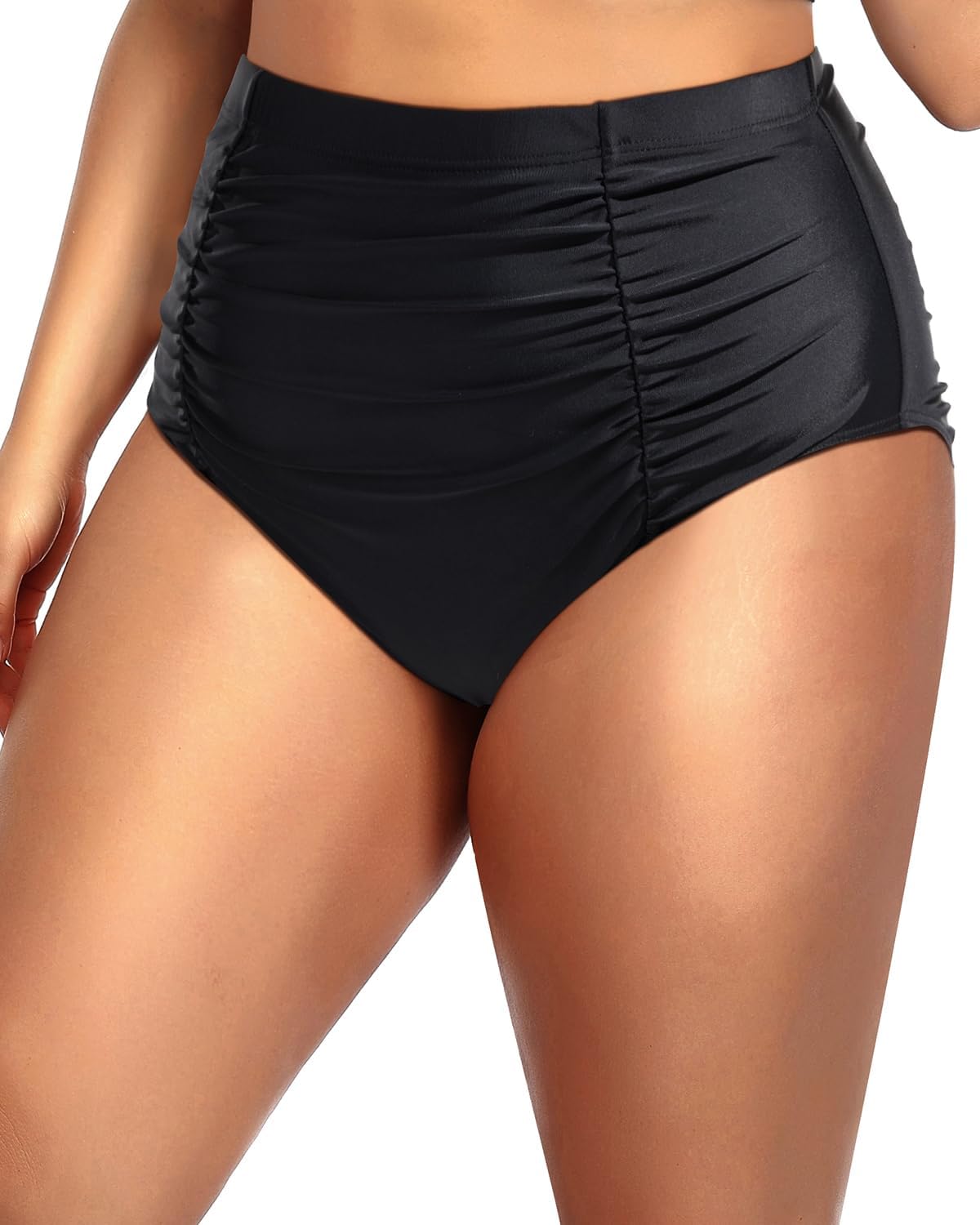 Daci Women Plus Size High Waisted Bikini Bottom Tummy Control Swimsuit Shorts Ruched Bathing Suits Bottom (s)