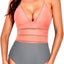 Tempt Me Women One Piece Mesh Swimsuit Sexy Strapless Bandeau Bathing Suits Lace Hollow Out Swimwear (l)