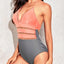 Tempt Me Women One Piece Mesh Swimsuit Sexy Strapless Bandeau Bathing Suits Lace Hollow Out Swimwear (l)