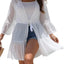 Yonique Kimono Swimsuit Cover Ups for Women Ruffles Beach Cover Long Sleeve Coverups (2x)
