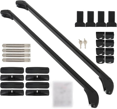 2Pcs 43 Inch Universal Car Top Roof Cross Bar Luggage Cargo Rack Adjustable Window Frame Aluminum Black