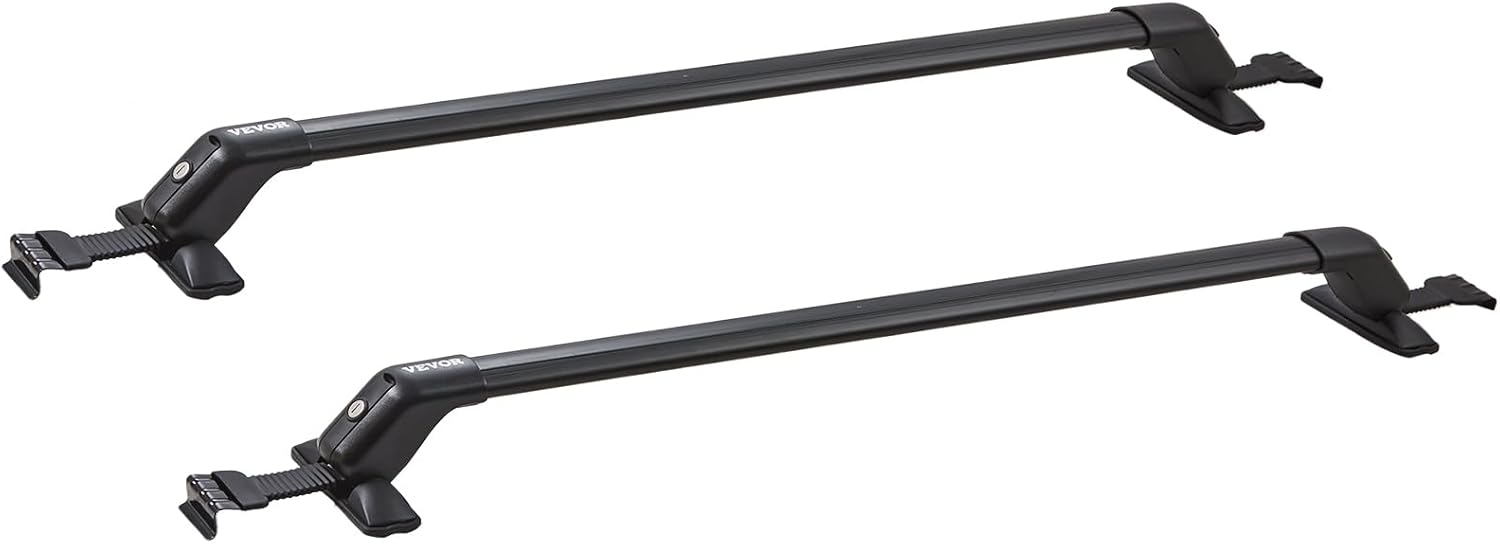 VEVOR Universal Roof Rack Cross Bars, Aluminum Roof Rack Crossbars, Fit Roof Without Side Rail, 155 lbs Load Capacity, Adjustable Bare Roof Crossbars with Locks, for SUVs, Sedans, and Vans