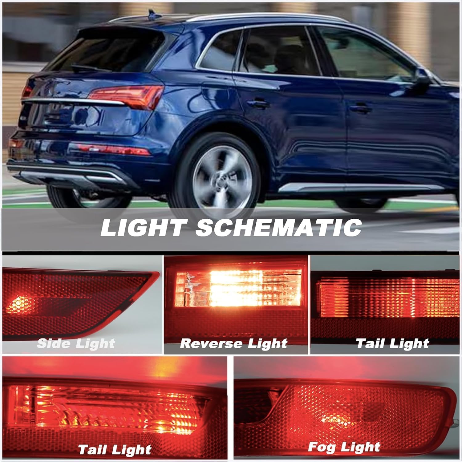 Rear Bumper Brake Light for Audi Q5 2018 2019 2020 2021 Back Up Tail Light Brake Lights for Right Passenger Side
