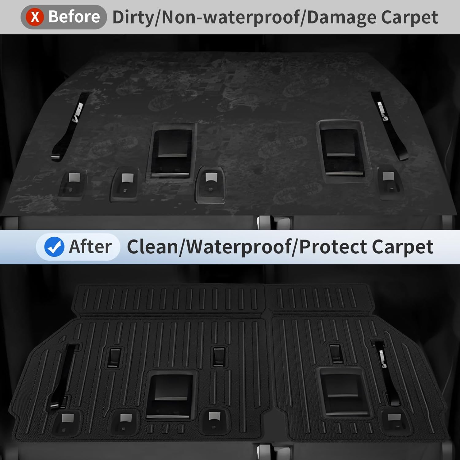 Floor Mats for Toyota Sienna 8 Seat 2025-2021(Not for 2025 Platinum Edition) Full Set All Weather Floor Mats for Toyota Sienna Accessories 2025-2021 TPE Trunk Mat with Backrest Mat Black