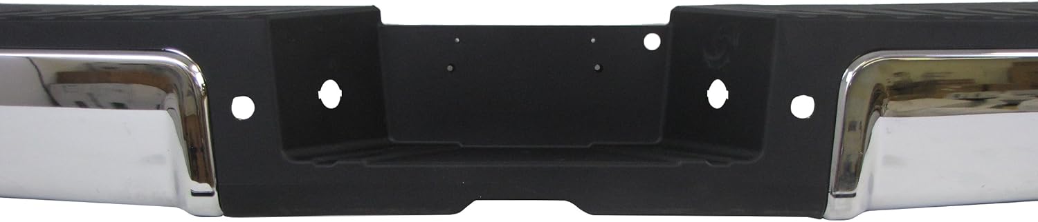 FITS 2013-2015 FORD SUPER DUTY REAR BUMPER CHROME ASSY WITH SENSOR HOLE (WITH HITCH, BLACK PAD, BRACKETS, LICENSE LIGHT LENS & HARNESS, SCREWS) FO1103150