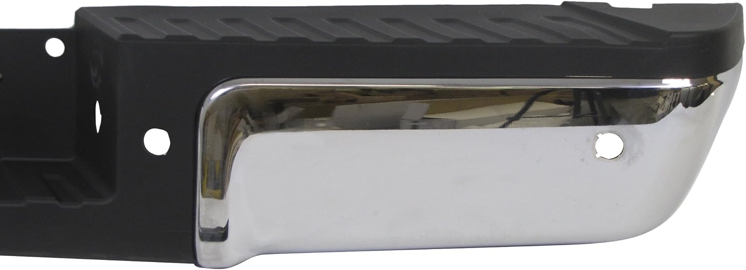 FITS 2013-2015 FORD SUPER DUTY REAR BUMPER CHROME ASSY WITH SENSOR HOLE (WITH HITCH, BLACK PAD, BRACKETS, LICENSE LIGHT LENS & HARNESS, SCREWS) FO1103150
