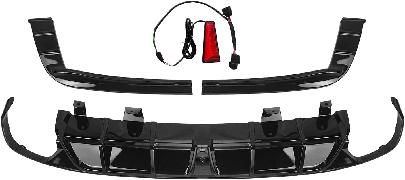 Rear Black Bumper Diffuser Lip Spoiler+Light for Honda Accord Yofer 2018-2022 Glossy Black