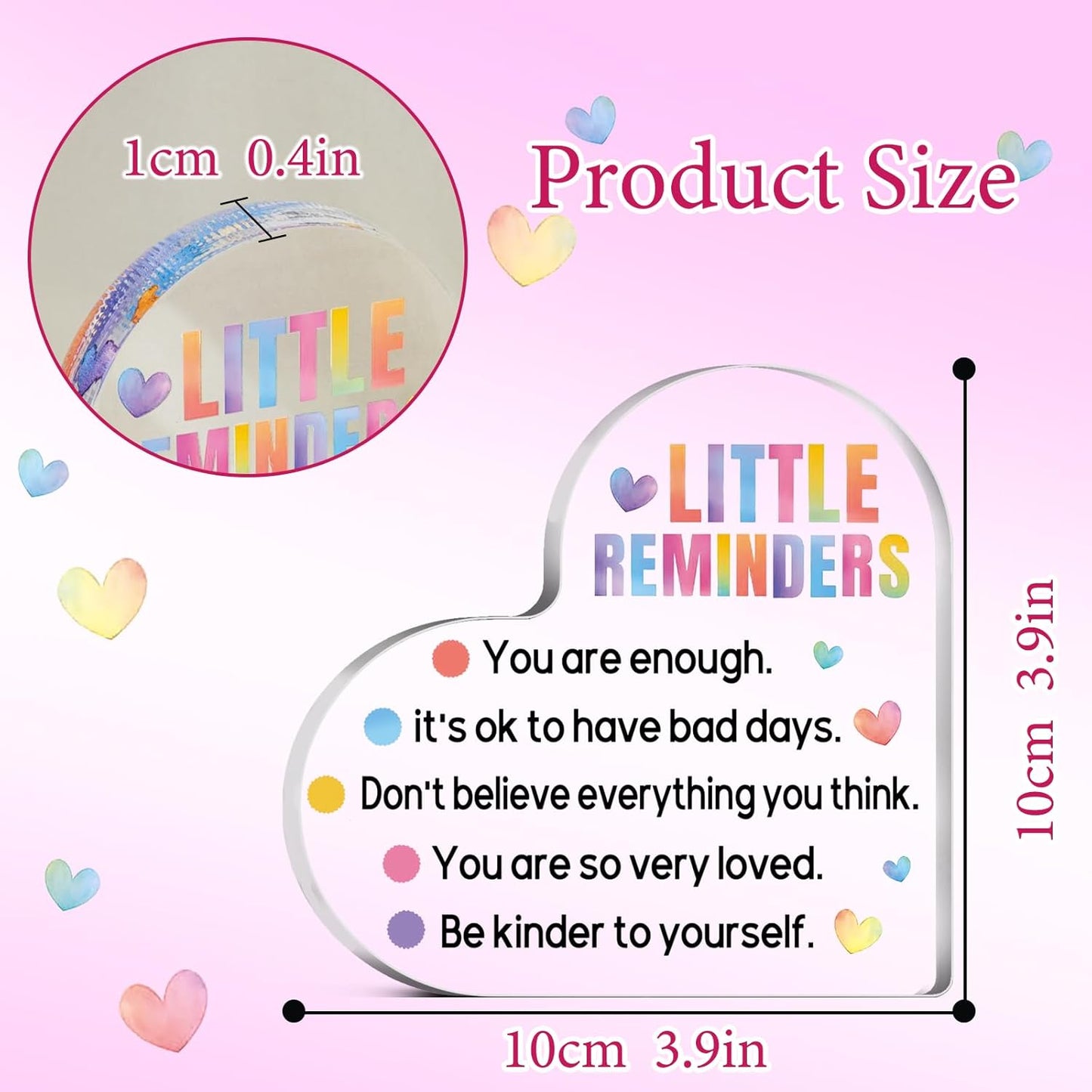 Inspirational Motivational Gifts For Him Her Heart Shaped Acrylic Plaque Decorative Design Employee Appreciation Gifts Little Reminders You Are Enough Clear Desk Decorative Acrylic Sign
