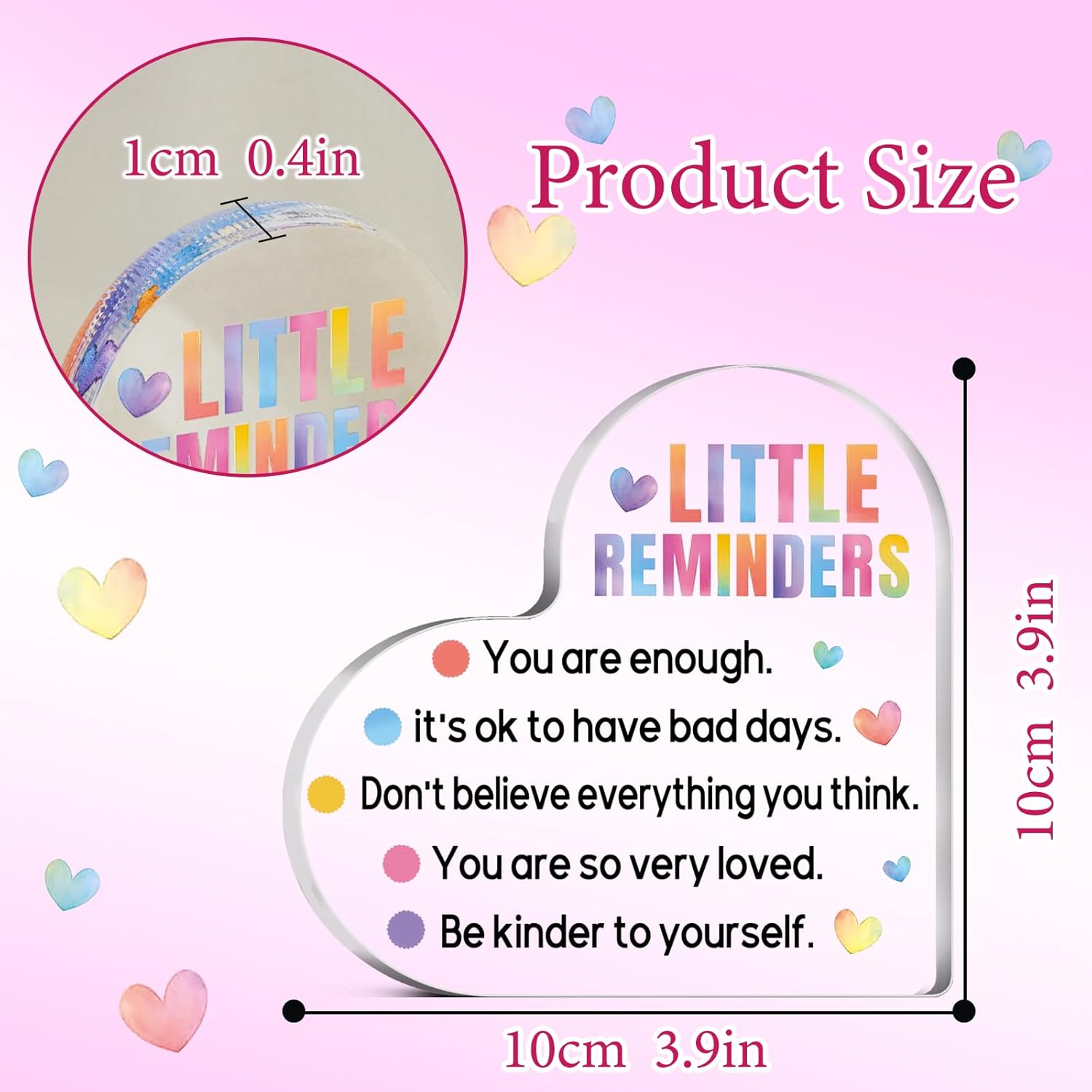 Inspirational Motivational Gifts For Him Her Heart Shaped Acrylic Plaque Decorative Design Employee Appreciation Gifts Little Reminders You Are Enough Clear Desk Decorative Acrylic Sign