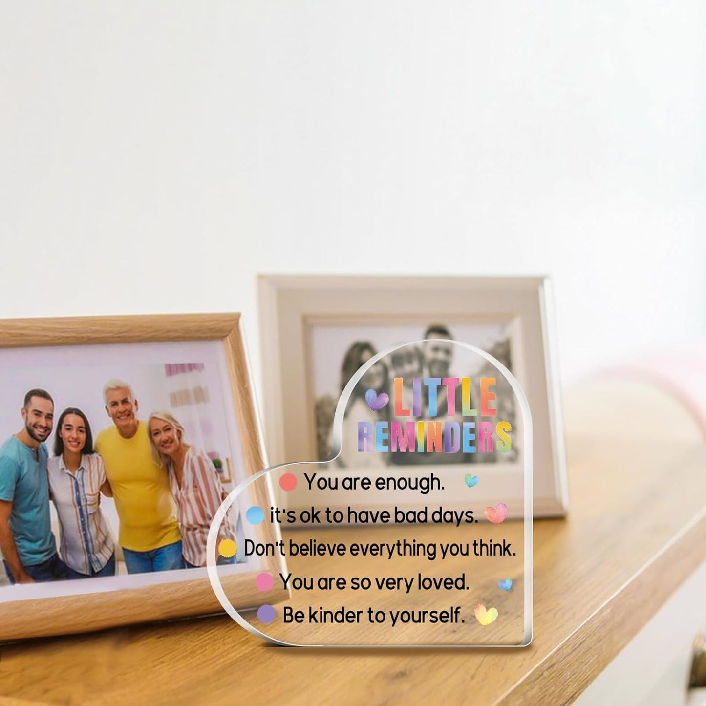 Inspirational Motivational Gifts For Him Her Heart Shaped Acrylic Plaque Decorative Design Employee Appreciation Gifts Little Reminders You Are Enough Clear Desk Decorative Acrylic Sign