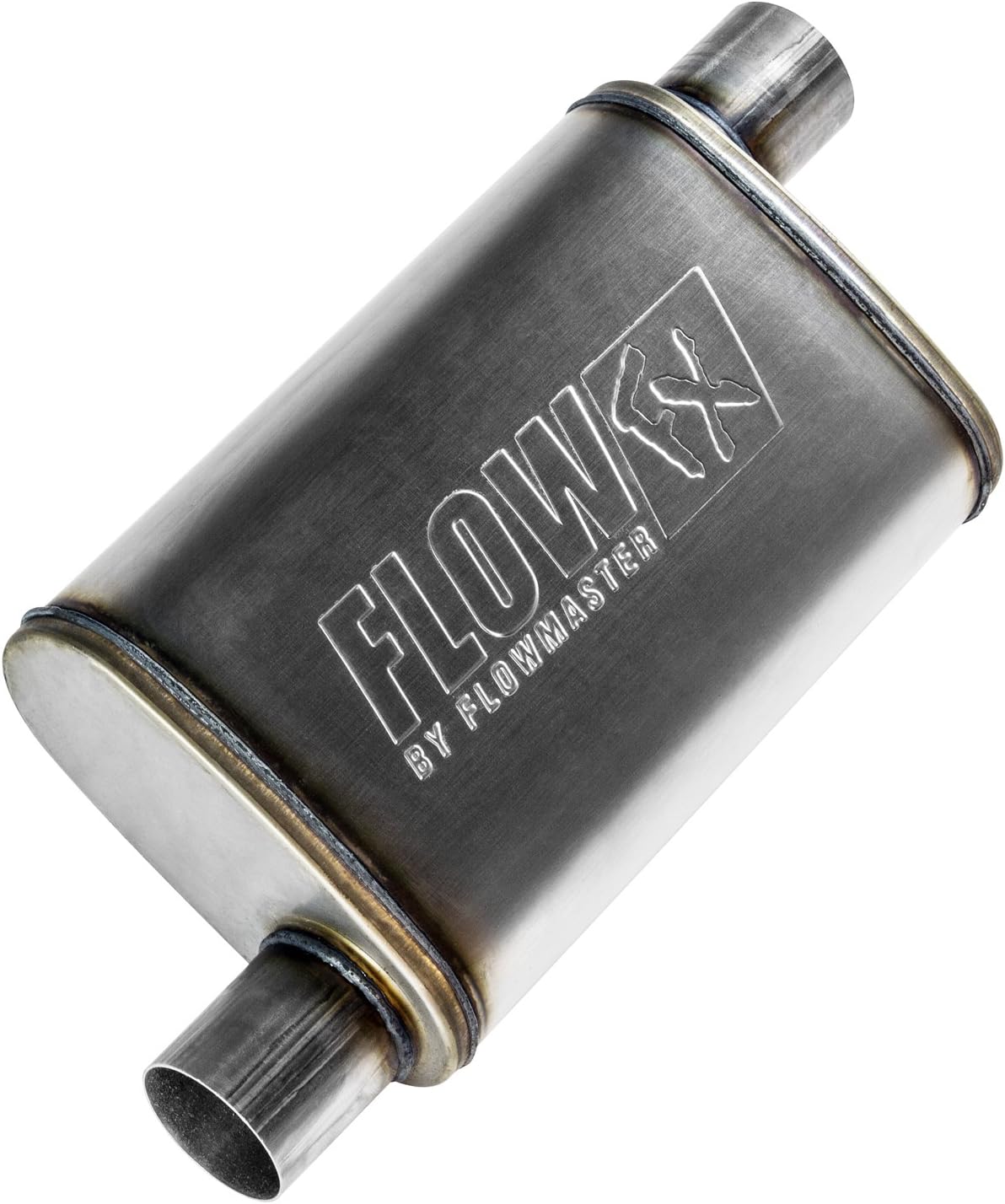 Flowmaster 71236 FlowFX Muffler 2.5" Offset Inlet Offset Outlet - Moderate Sound 409 Stainless Steel