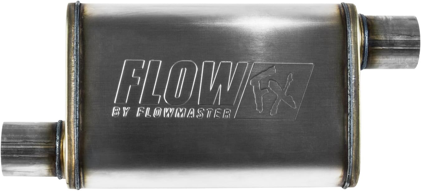 Flowmaster 71236 FlowFX Muffler 2.5" Offset Inlet Offset Outlet - Moderate Sound 409 Stainless Steel