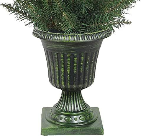 Set of 2 Lighted Pre-Potted 3.5 Foot Artificial Norway Pine Topiary Outdoor Indoor Trees - Set of 2 - Battery Operated with Timers