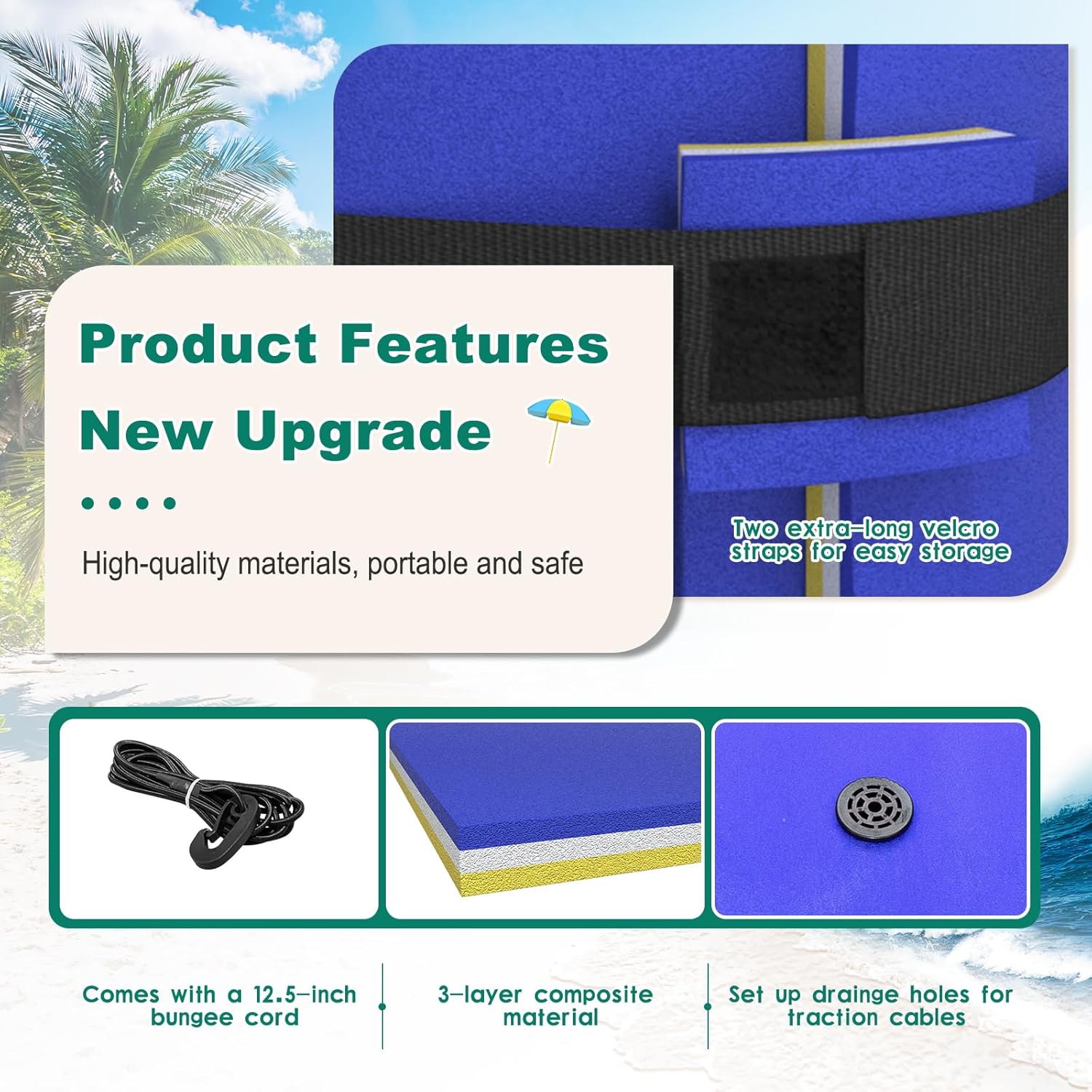 7'/9'/12'/18' Lily Pad Floating Mat, 3 Layers XPE Foam Floating Water Mat for Lake & Pool, Float Pad Swim Mat Water Matt for Beach and Ocean – Supports Multiple People