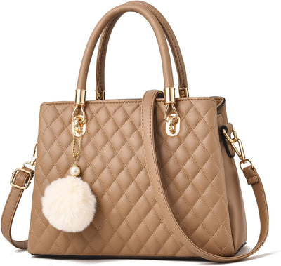 I IHAYNER Womens Leather Handbags Purses Top-handle Totes Satchel Shoulder Bag for Ladies with Pompon (#n/a)