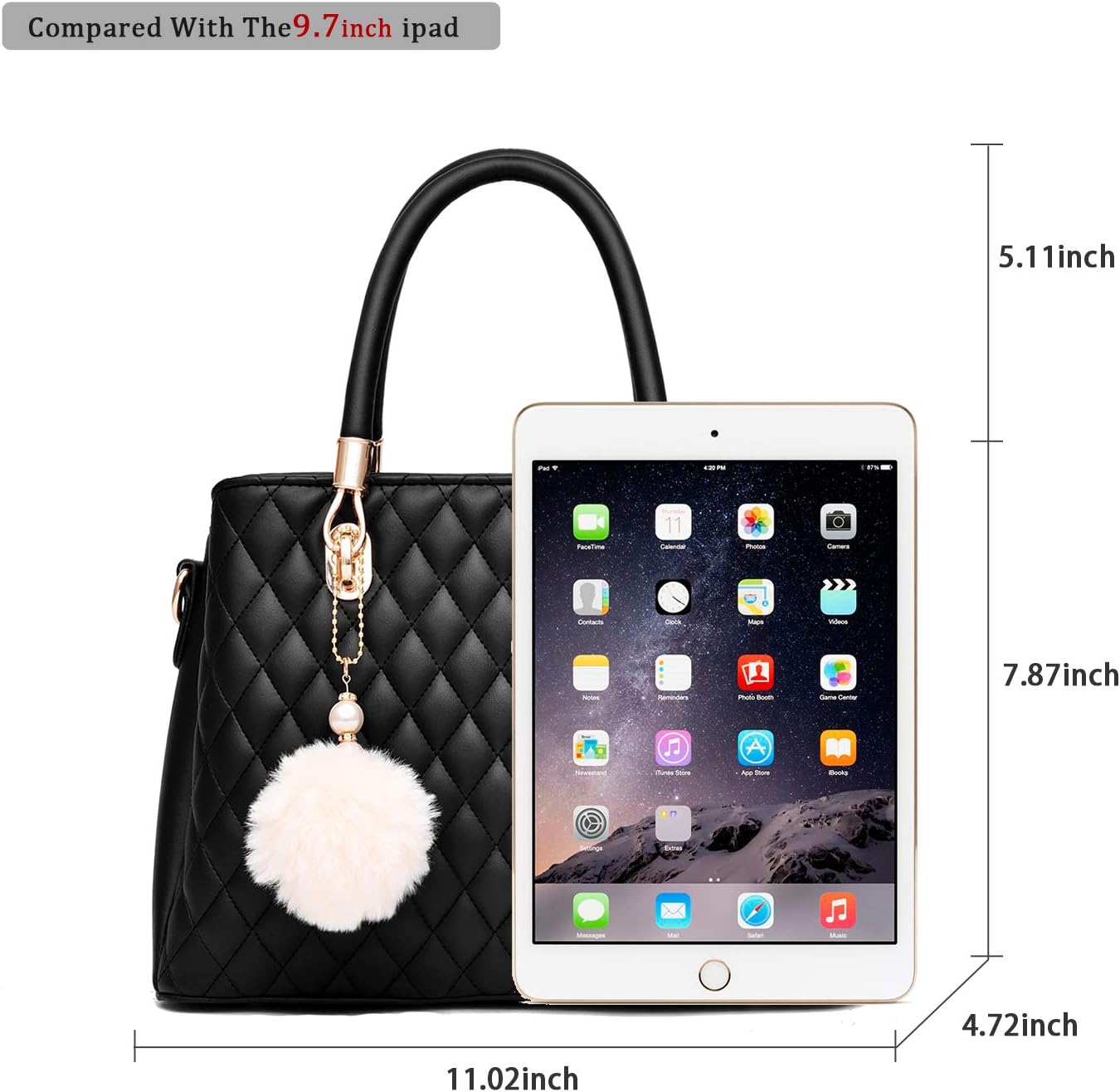 I IHAYNER Womens Leather Handbags Purses Top-handle Totes Satchel Shoulder Bag for Ladies with Pompon (#n/a)