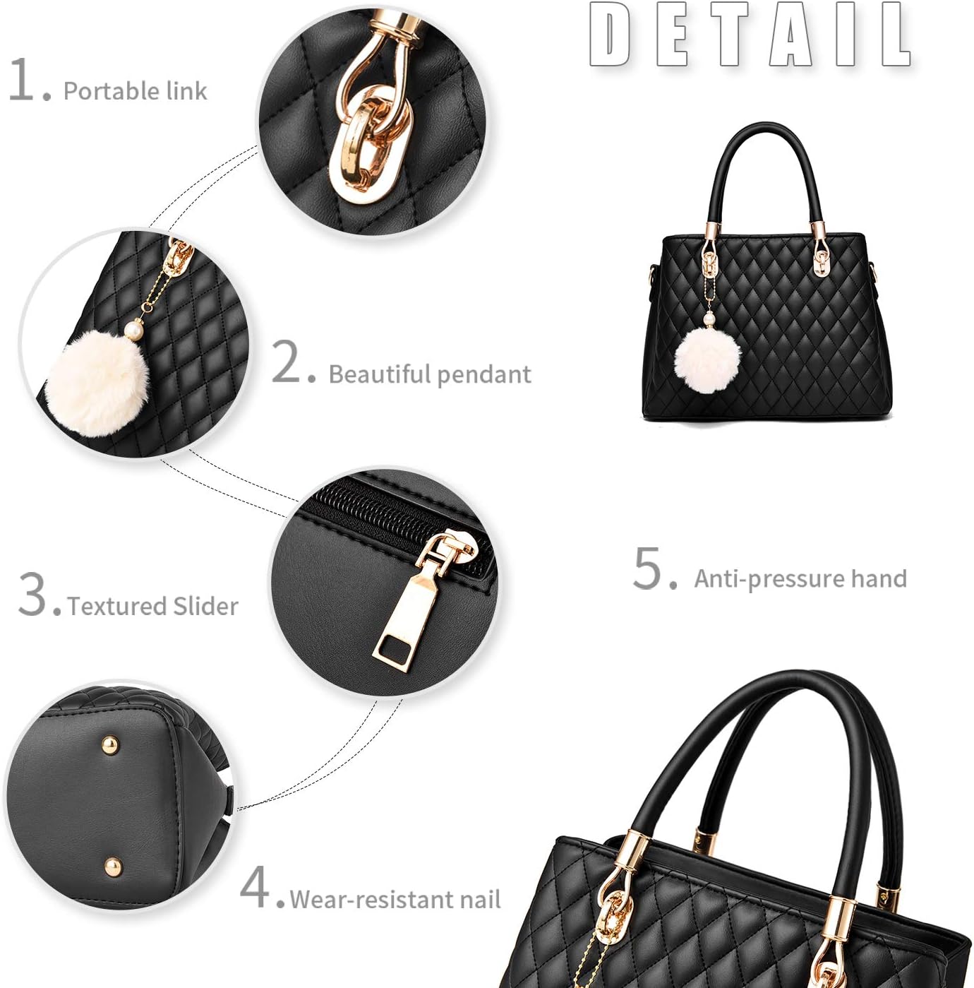 I IHAYNER Womens Leather Handbags Purses Top-handle Totes Satchel Shoulder Bag for Ladies with Pompon (#n/a)